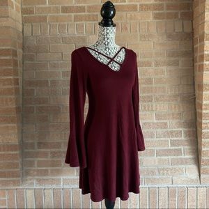 Moa Moa Red & Black Bell Sleeves Dress Size XS